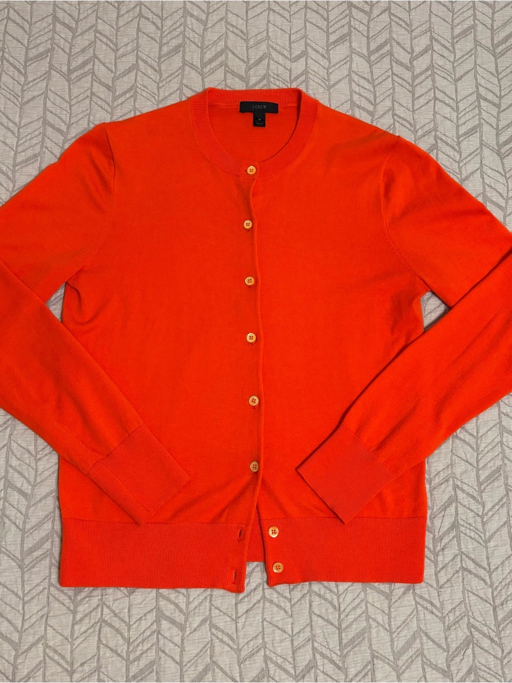 J. Crew Orange Crewneck Button Cardigan
